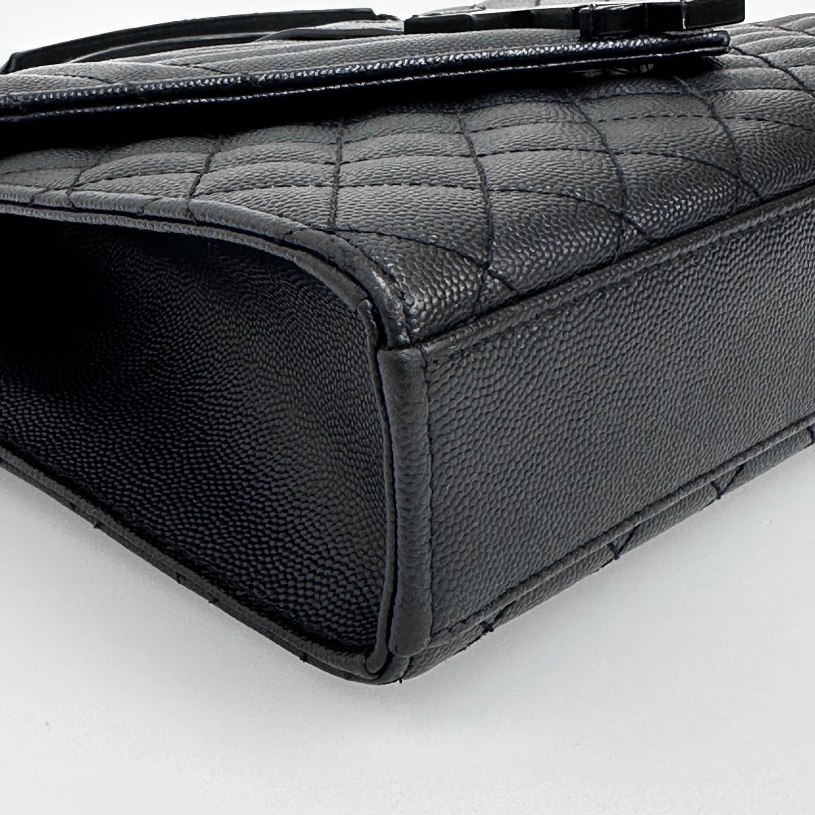 Saint Laurent borsa a spalla Envelope Media in pelle grain de poudre nera