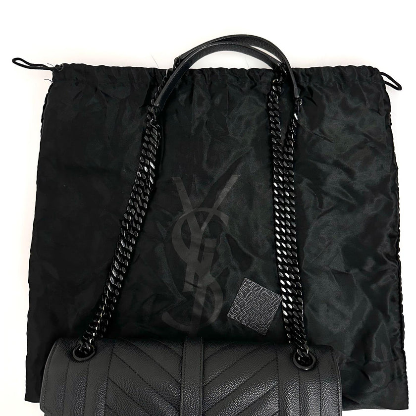 Saint Laurent borsa a spalla Envelope Media in pelle grain de poudre nera