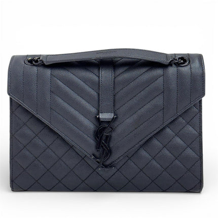 Saint Laurent borsa a spalla Envelope Media in pelle grain de poudre nera