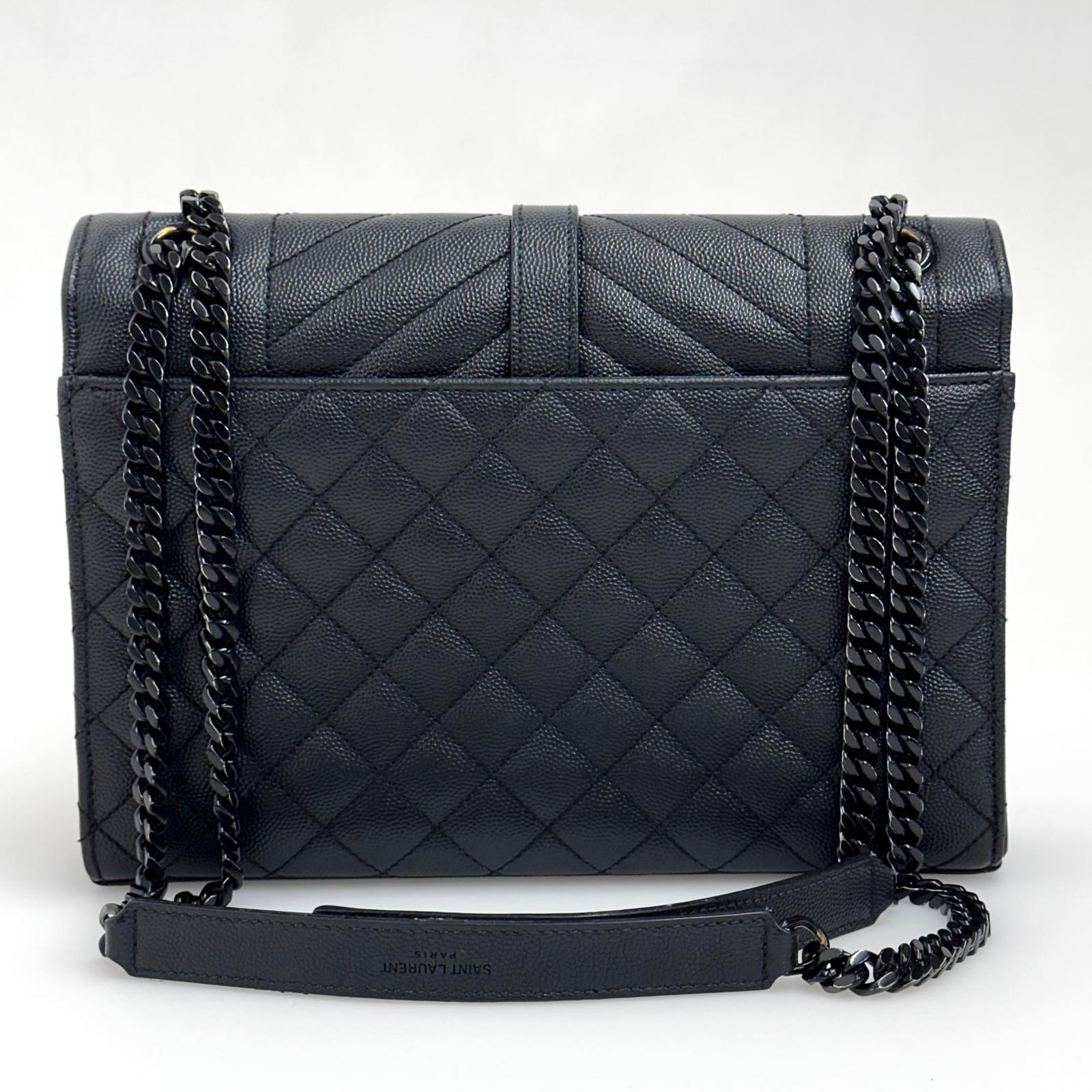 Saint Laurent borsa a spalla Envelope Media in pelle grain de poudre nera