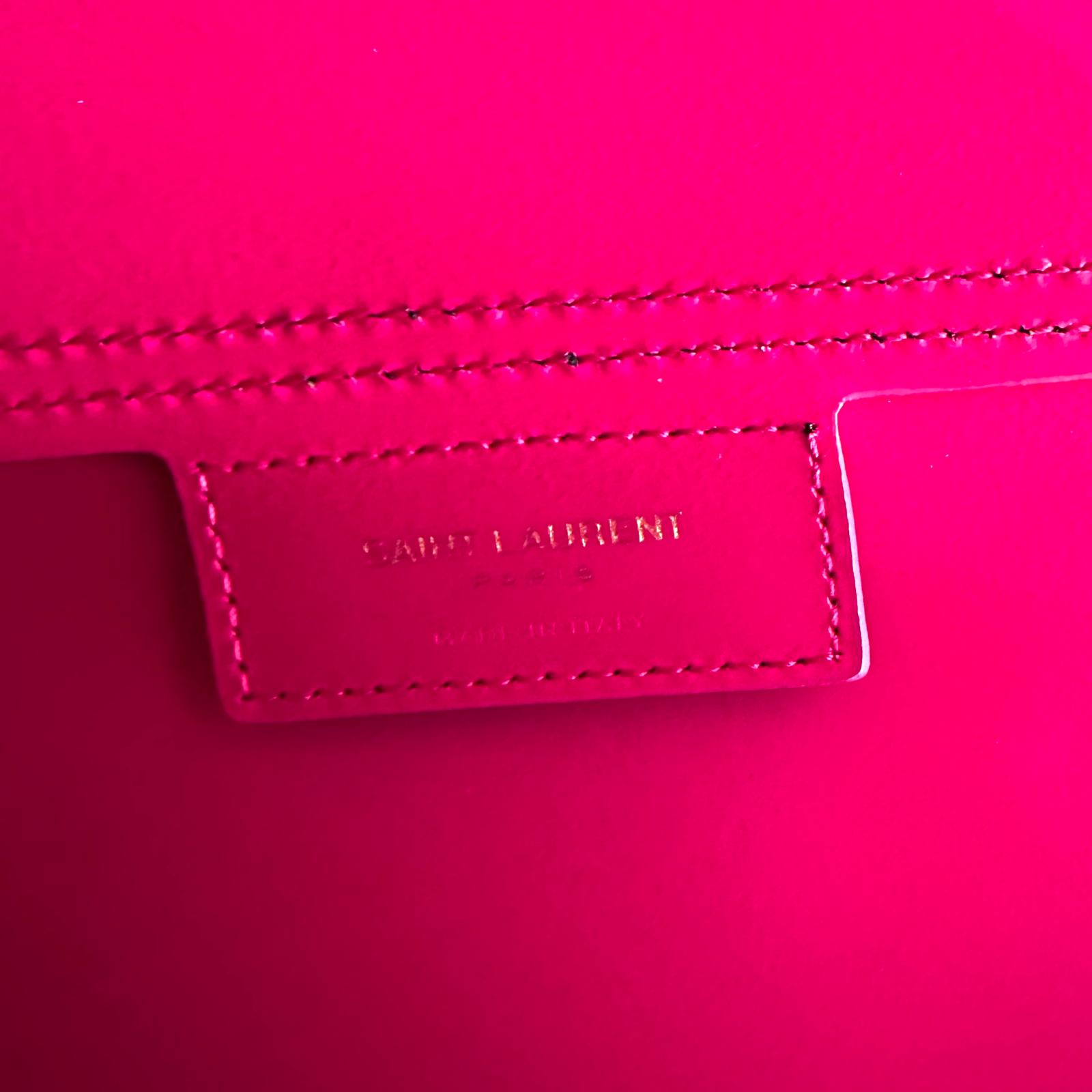 Saint Laurent borsa a spalla Shopping Tote East/West con pochette – Nero/Fucsia