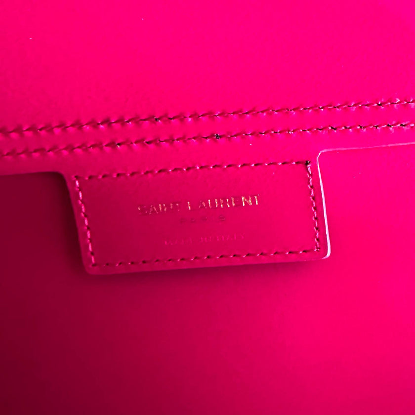 Saint Laurent borsa a spalla Shopping Tote East/West con pochette – Nero/Fucsia