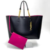 Saint Laurent borsa a spalla Shopping Tote East/West con pochette – Nero/Fucsia