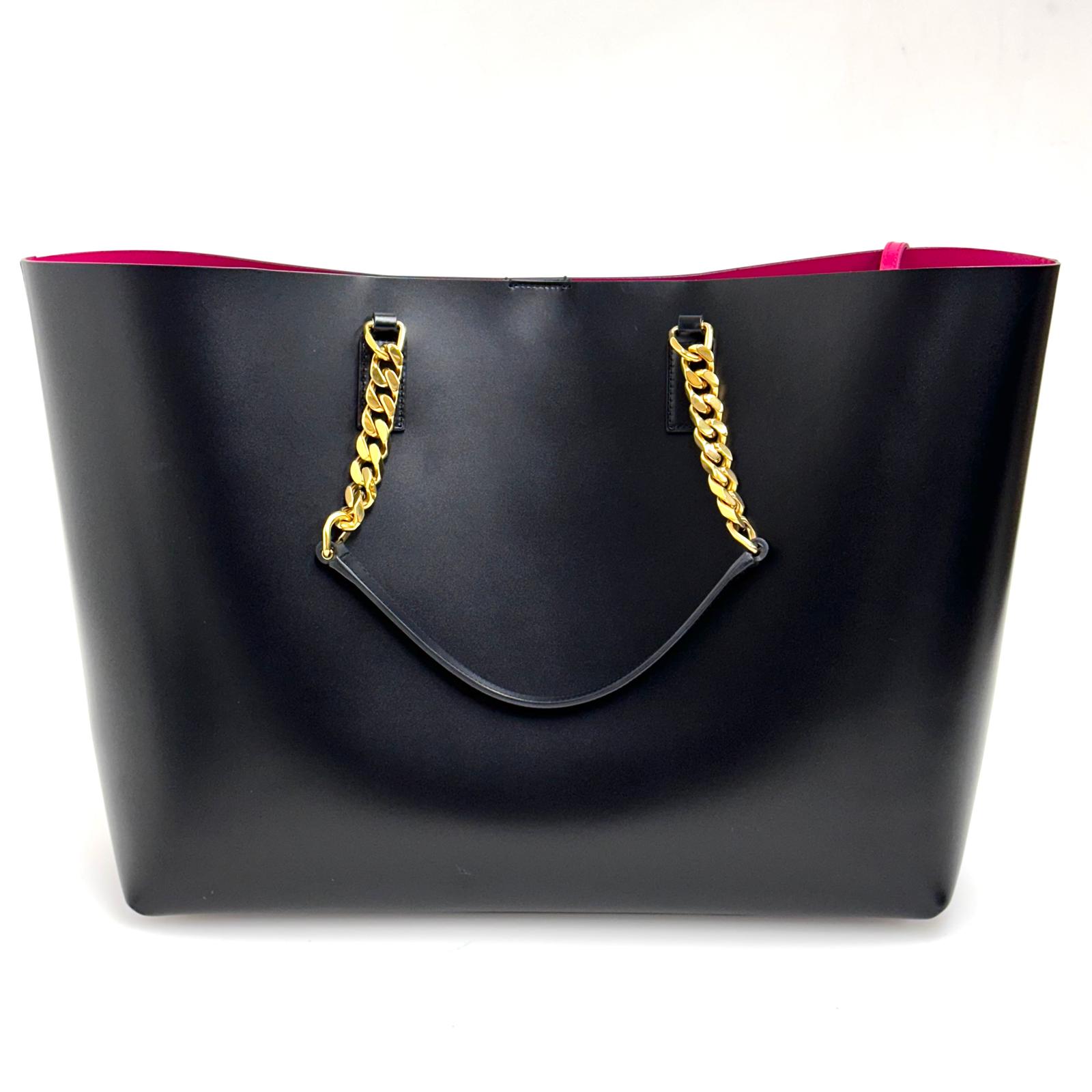 Saint Laurent borsa a spalla Shopping Tote East/West con pochette – Nero/Fucsia