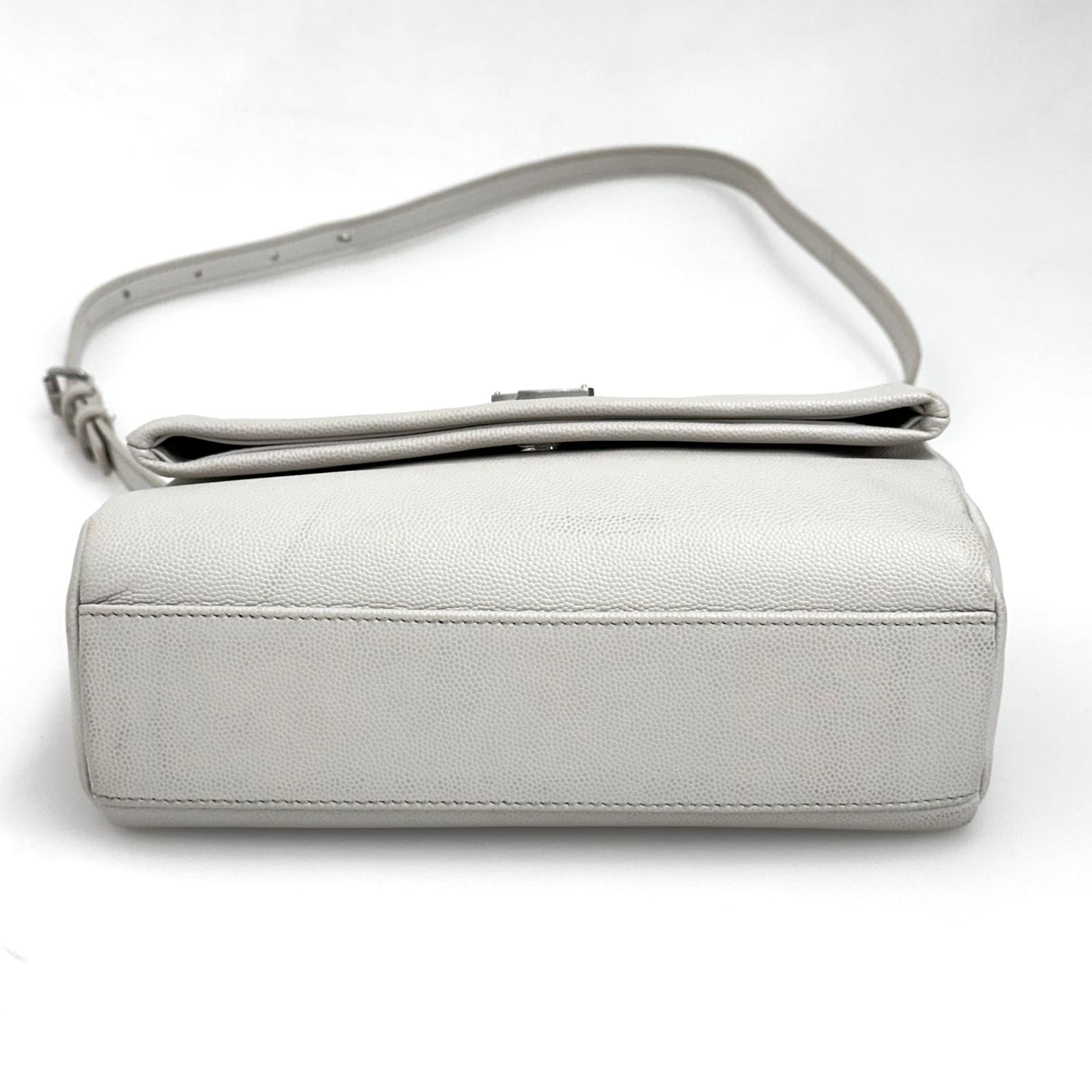 Saint Laurent borsa a tracolla Hollywood in pelle grain de poudre bianca