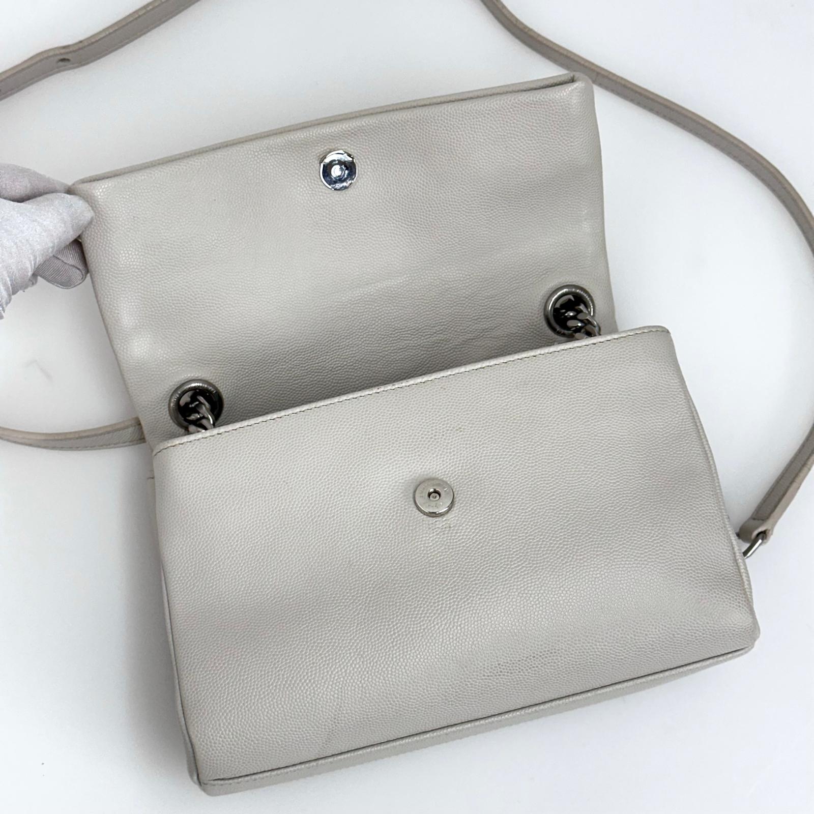 Saint Laurent borsa a tracolla Hollywood in pelle grain de poudre bianca