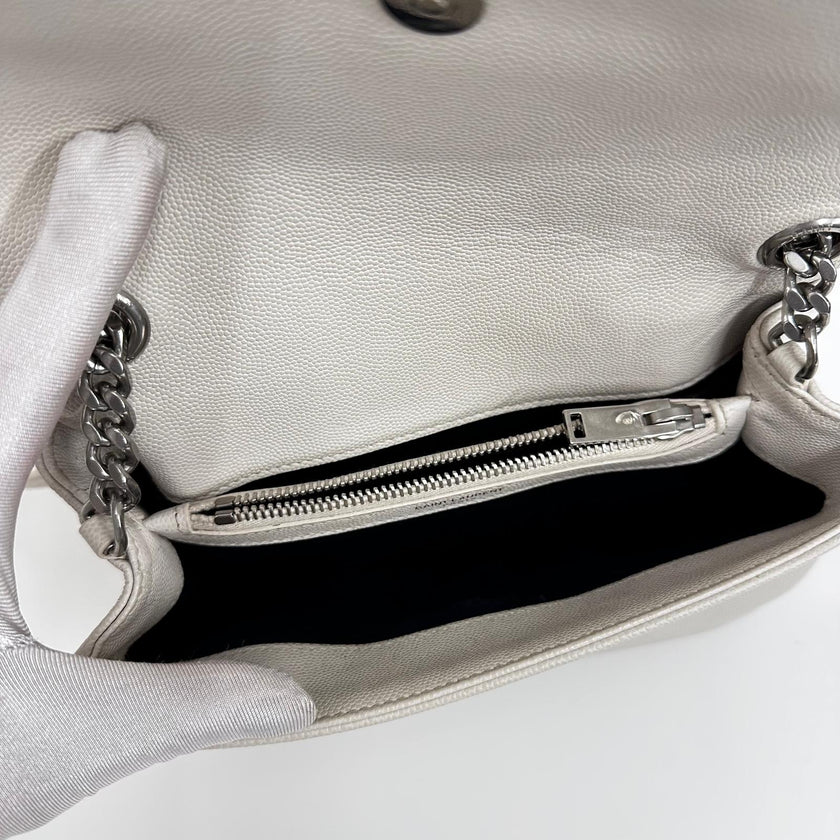 Saint Laurent borsa a tracolla Hollywood in pelle grain de poudre bianca