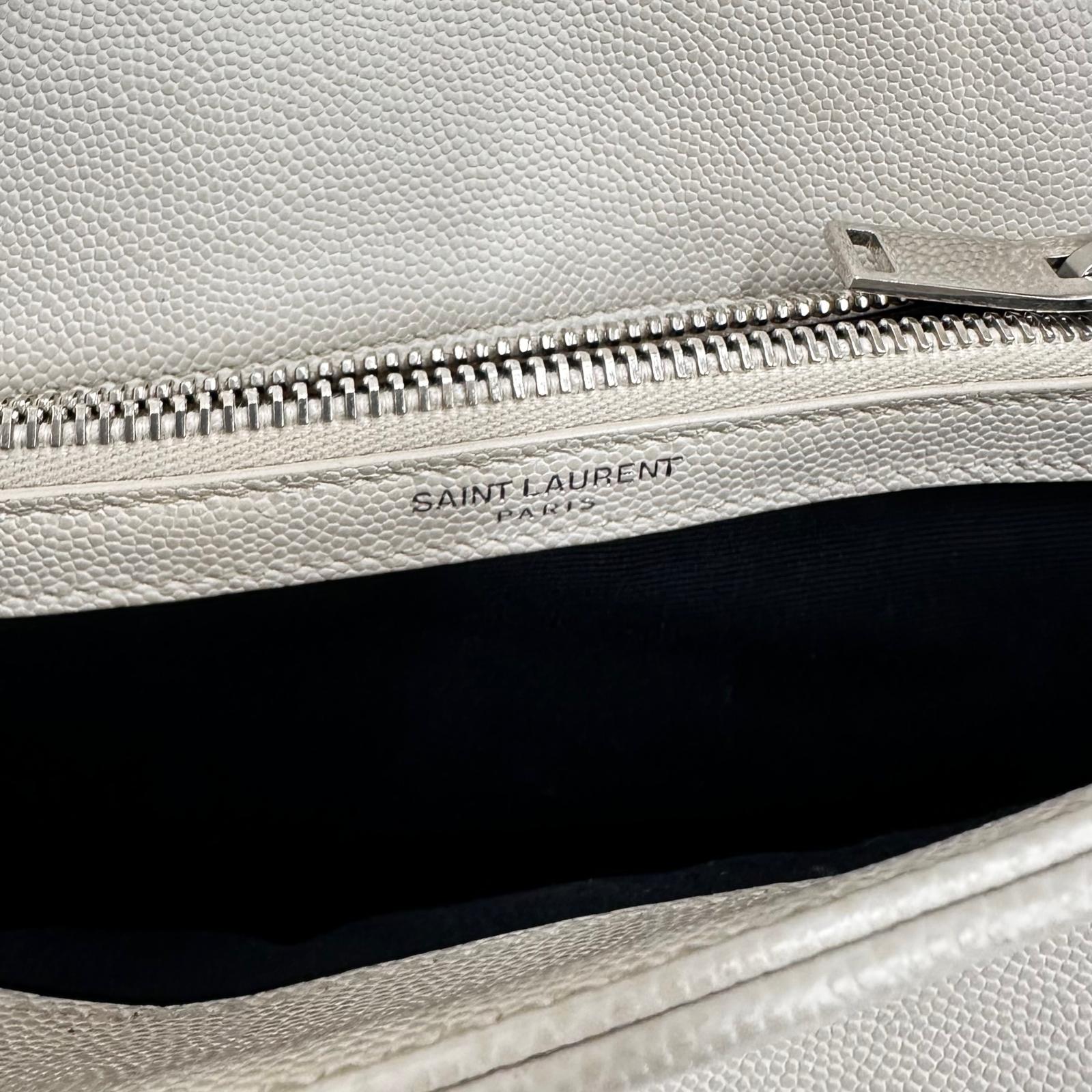 Saint Laurent borsa a tracolla Hollywood in pelle grain de poudre bianca