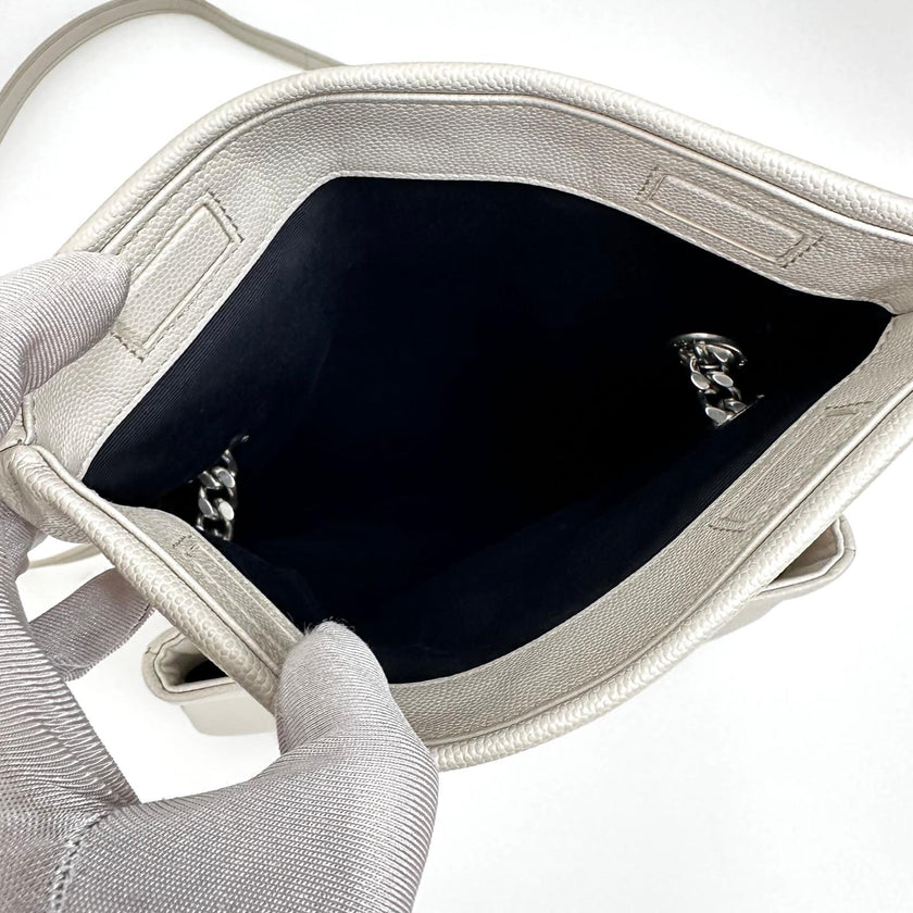 Saint Laurent borsa a tracolla Hollywood in pelle grain de poudre bianca