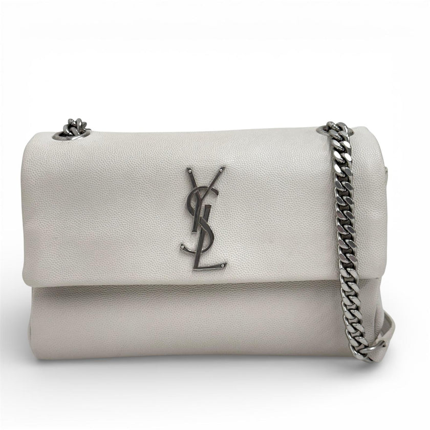 Saint Laurent borsa a tracolla Hollywood in pelle grain de poudre bianca