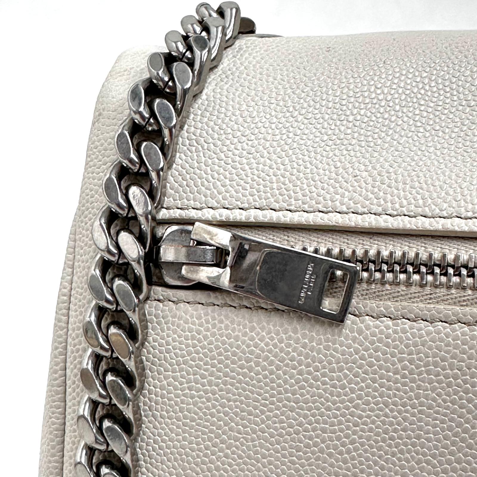 Saint Laurent borsa a tracolla Hollywood in pelle grain de poudre bianca