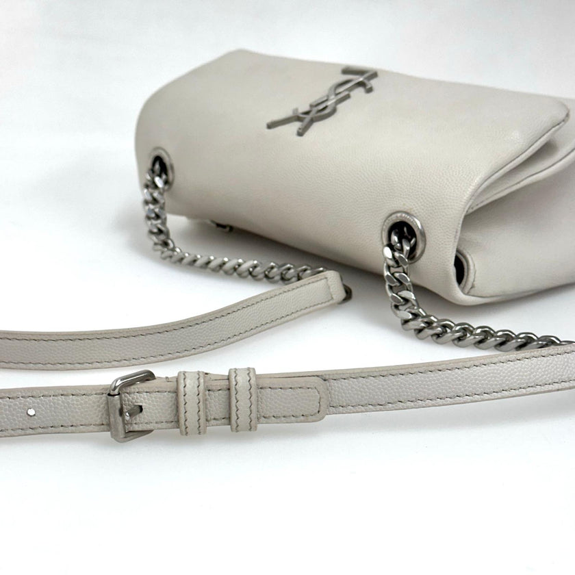 Saint Laurent borsa a tracolla Hollywood in pelle grain de poudre bianca