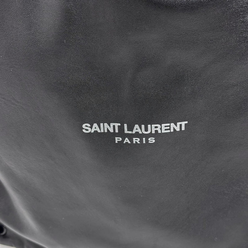Saint Laurent borsa zaino unisex in pelle nera con pouch in camoscio