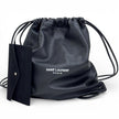 Saint Laurent borsa zaino unisex in pelle nera con pouch in camoscio