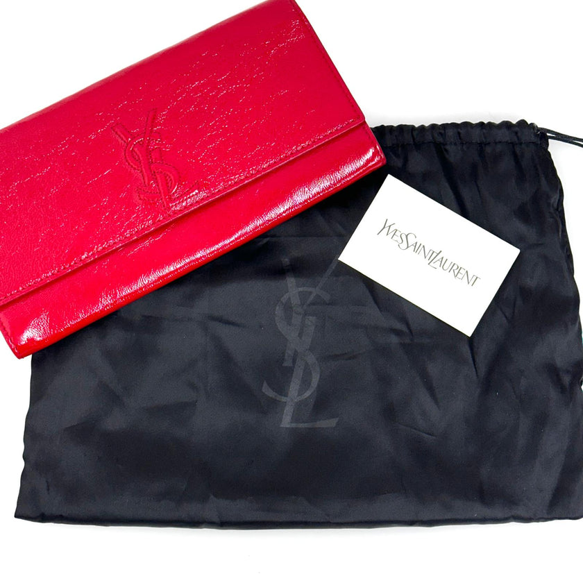 Saint Laurent pochette a mano Belle de Jour in vernice rossa
