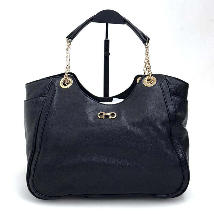 Salvatore Ferragamo borsa a spalla Hobo Gancini Betulla in pelle nera