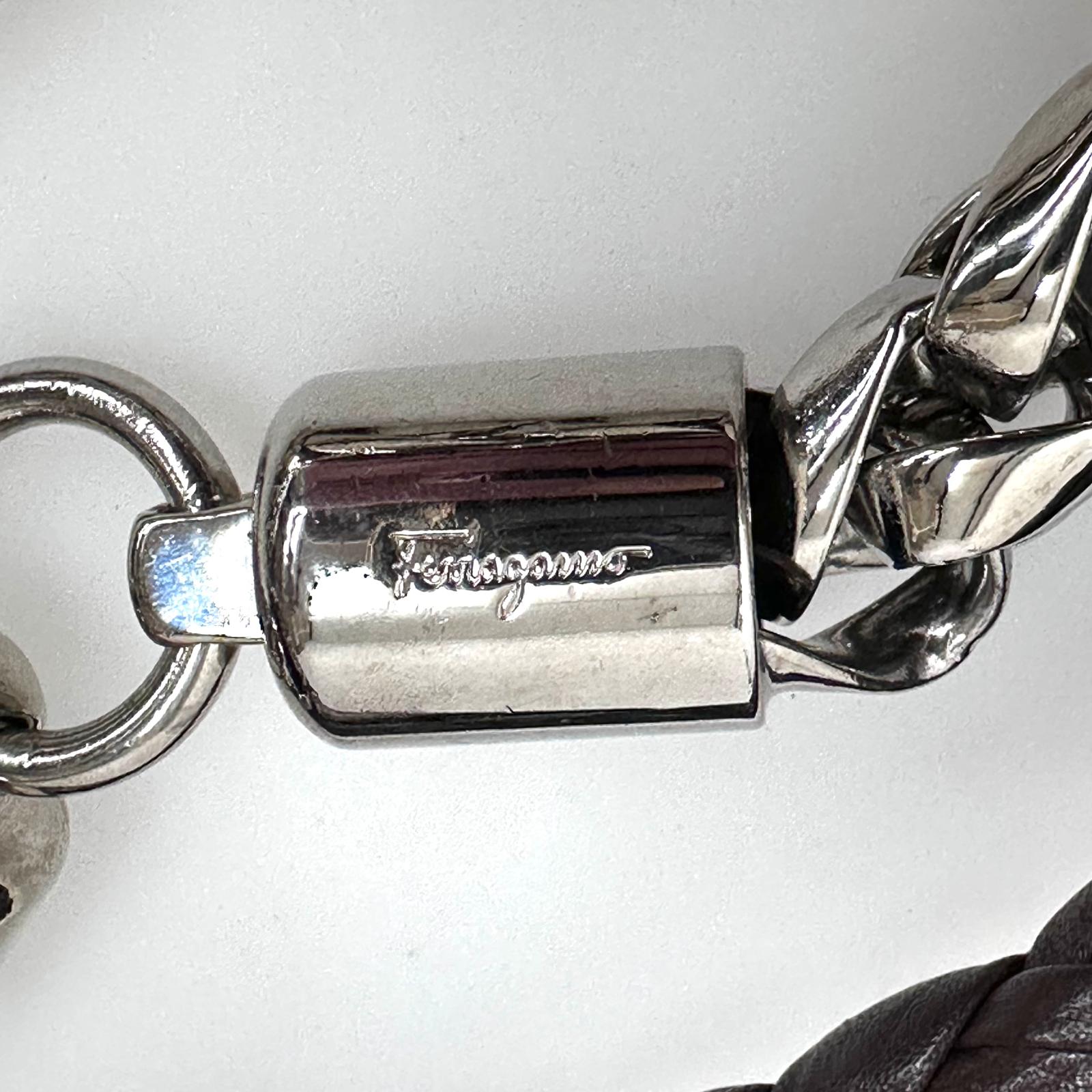 Salvatore Ferragamo borsa a spalla in pelliccia di lapin e pelle marrone