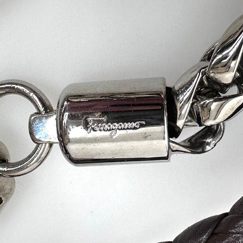 Salvatore Ferragamo borsa a spalla in pelliccia di lapin e pelle marrone