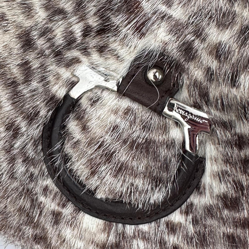 Salvatore Ferragamo borsa a spalla in pelliccia di lapin e pelle marrone