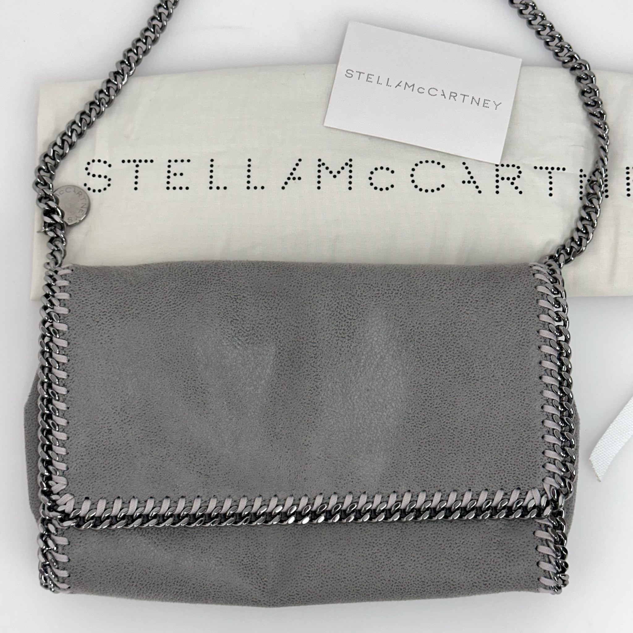 Stella McCartney Borsa Falabella Fold Over Shaggy Deer Grigio Chiaro