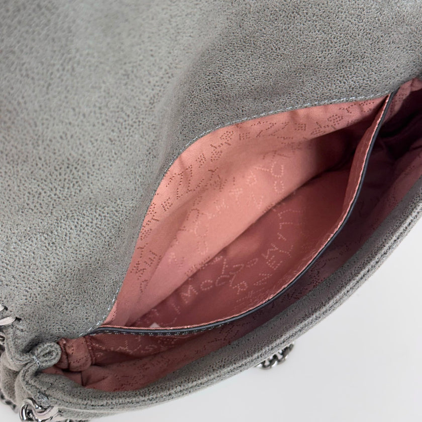 Stella McCartney Borsa Falabella Fold Over Shaggy Deer Grigio Chiaro