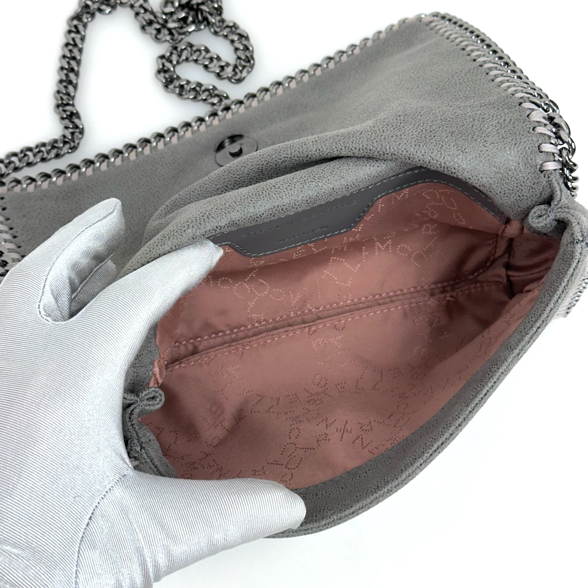 Stella McCartney Borsa Falabella Fold Over Shaggy Deer Grigio Chiaro