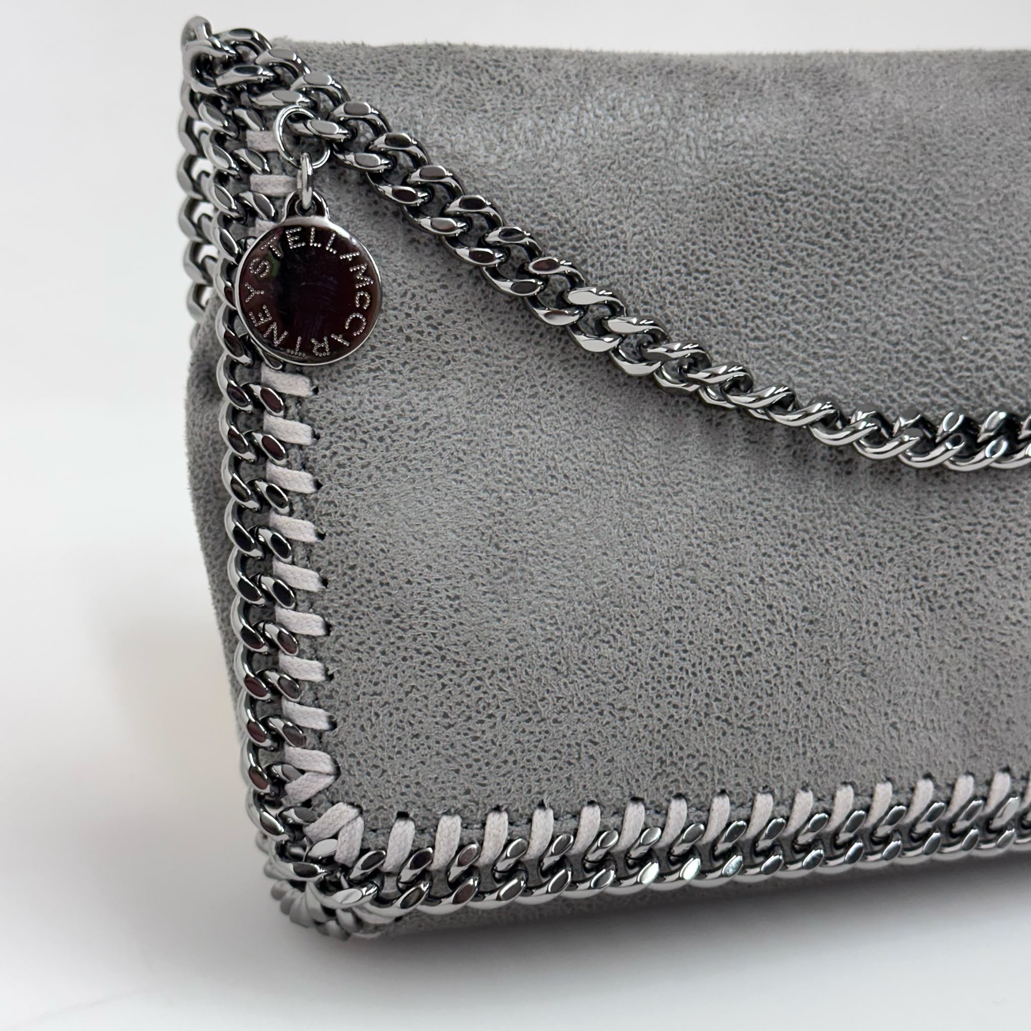 Stella McCartney Borsa Falabella Fold Over Shaggy Deer Grigio Chiaro