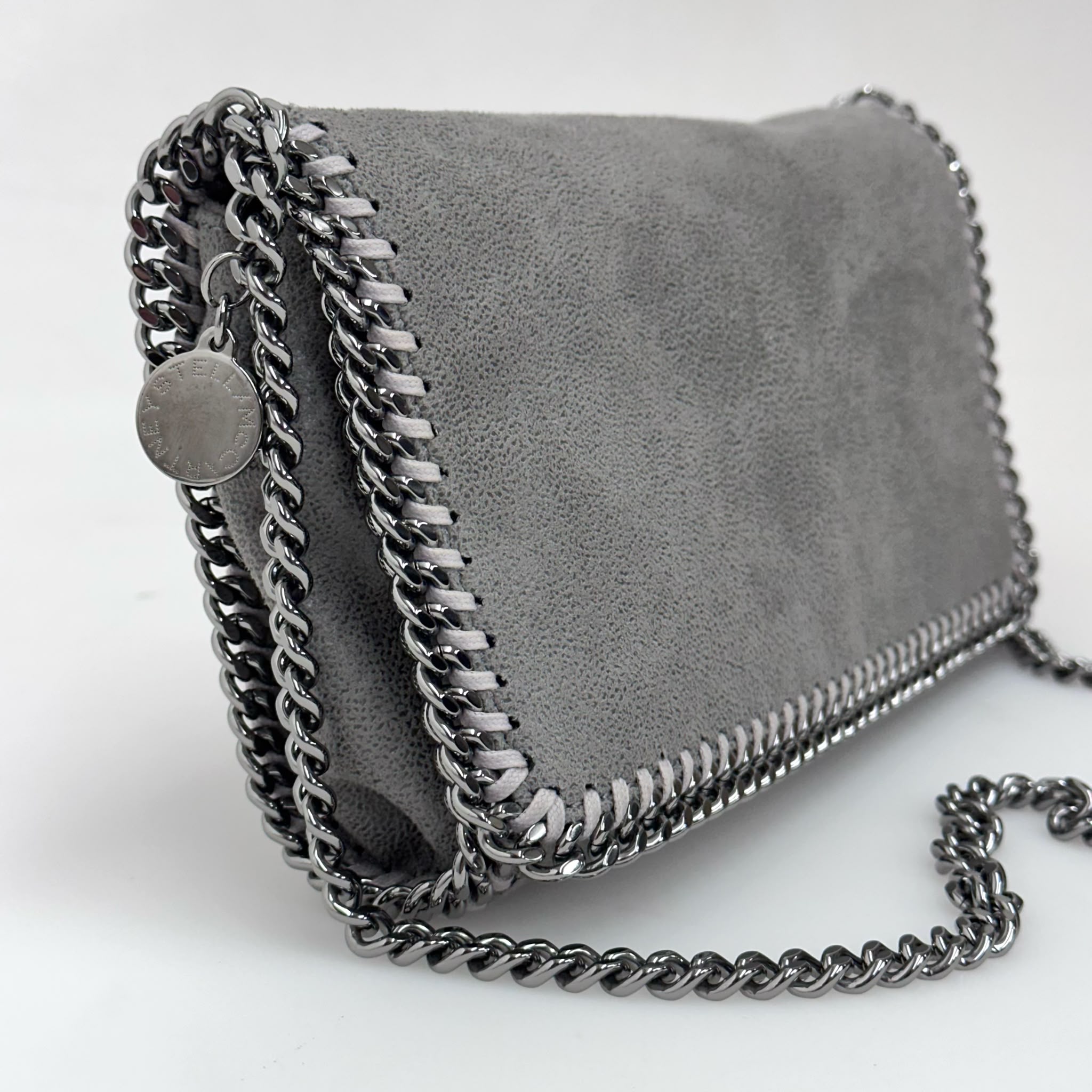 Stella McCartney Borsa Falabella Fold Over Shaggy Deer Grigio Chiaro