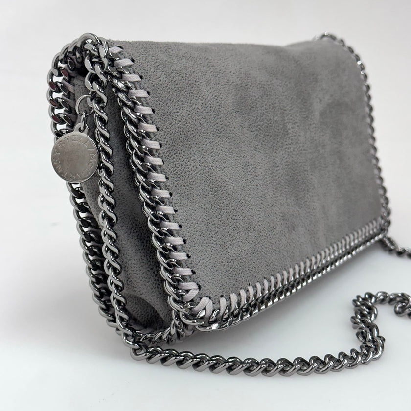 Stella McCartney Borsa Falabella Fold Over Shaggy Deer Grigio Chiaro