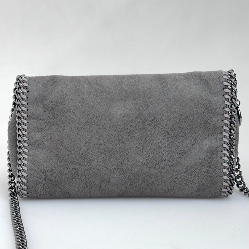 Stella McCartney Borsa Falabella Fold Over Shaggy Deer Grigio Chiaro