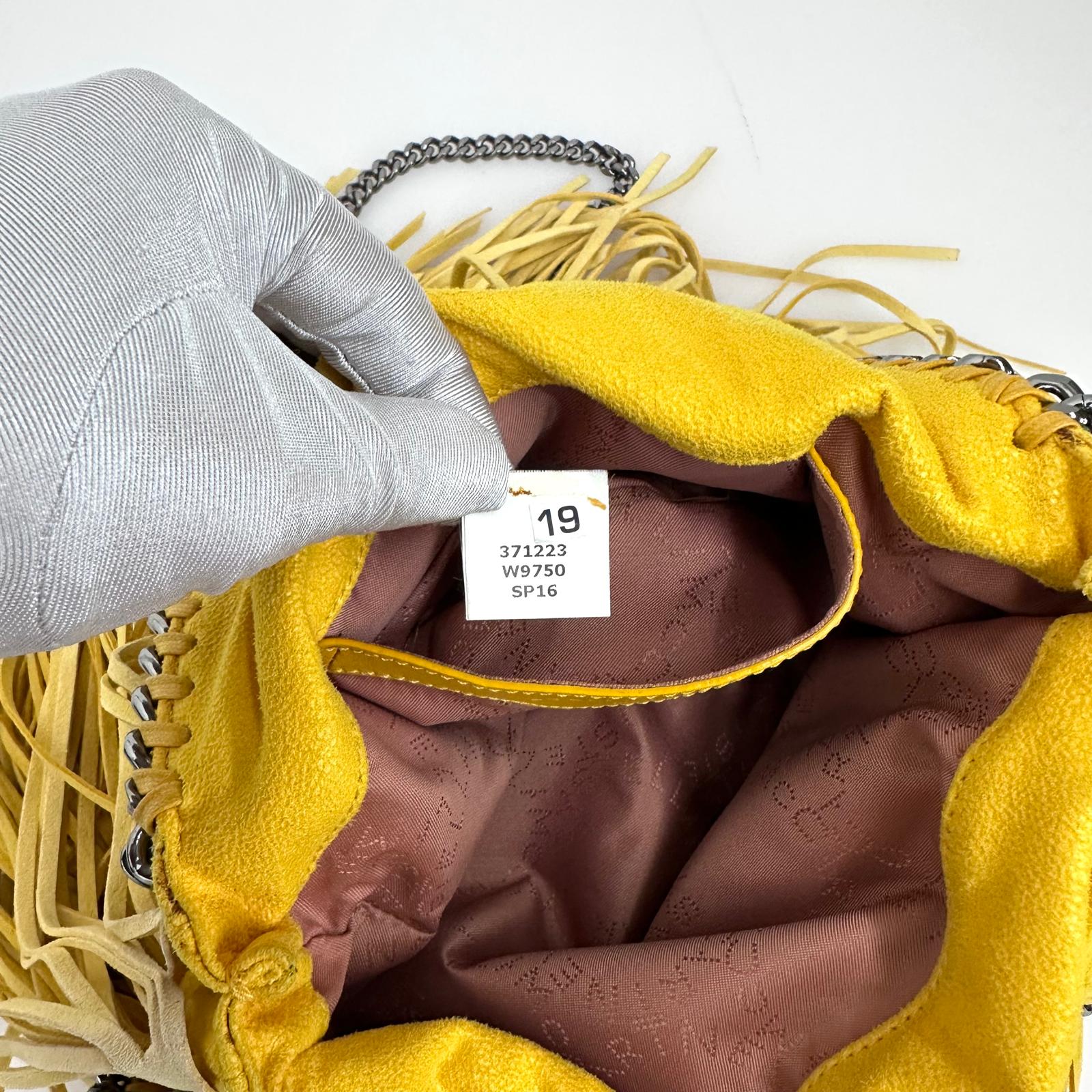 Stella McCartney Borsa Falabella Fringe gialla con catena argento