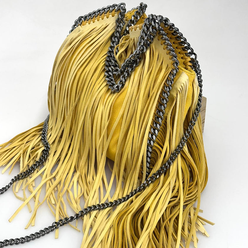 Stella McCartney Borsa Falabella Fringe gialla con catena argento