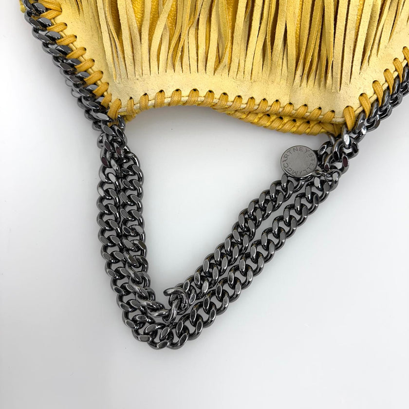 Stella McCartney Borsa Falabella Fringe gialla con catena argento