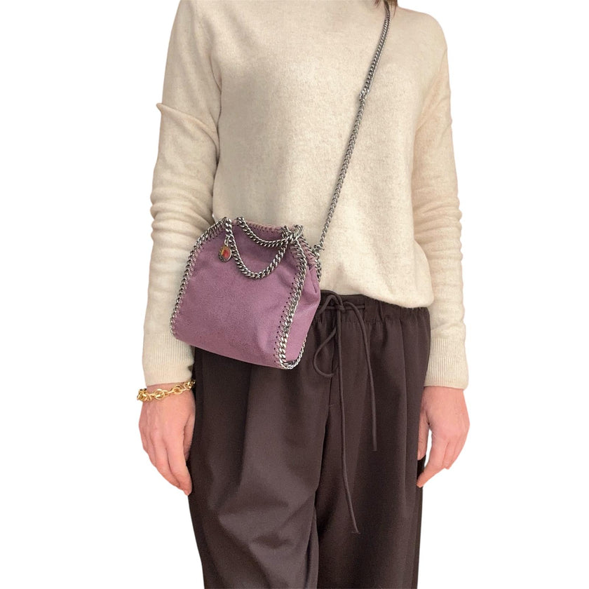 Stella McCartney Borsa Falabella Micro in eco suede rosa malva