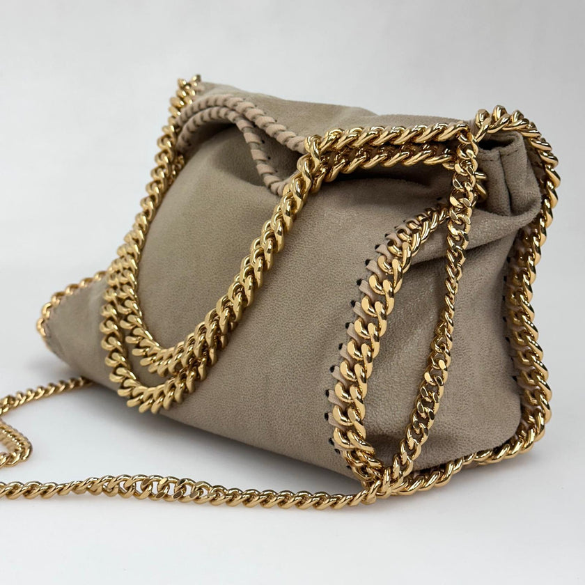 Stella McCartney Borsa Falabella Mini Beige con Catena Oro
