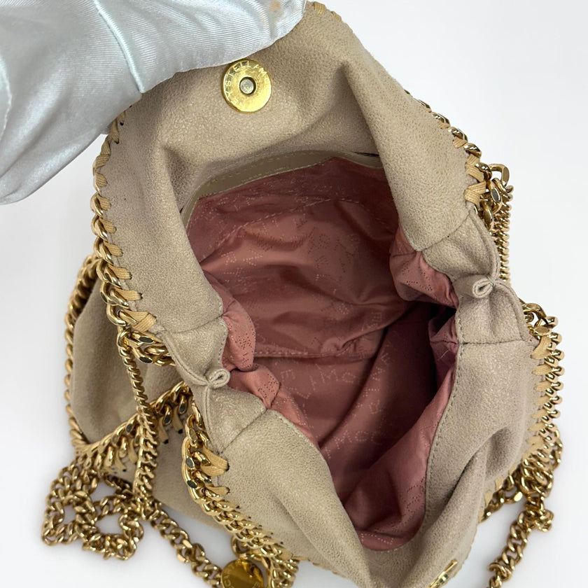 Stella McCartney Borsa Falabella Mini Beige con Catena Oro