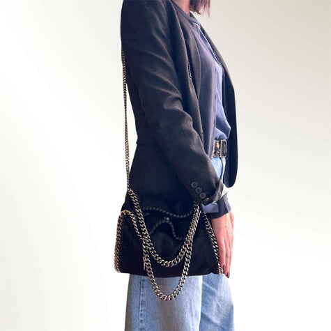 Stella McCartney Borsa a Spalla Falabella Mini Shaggy Deer Nera