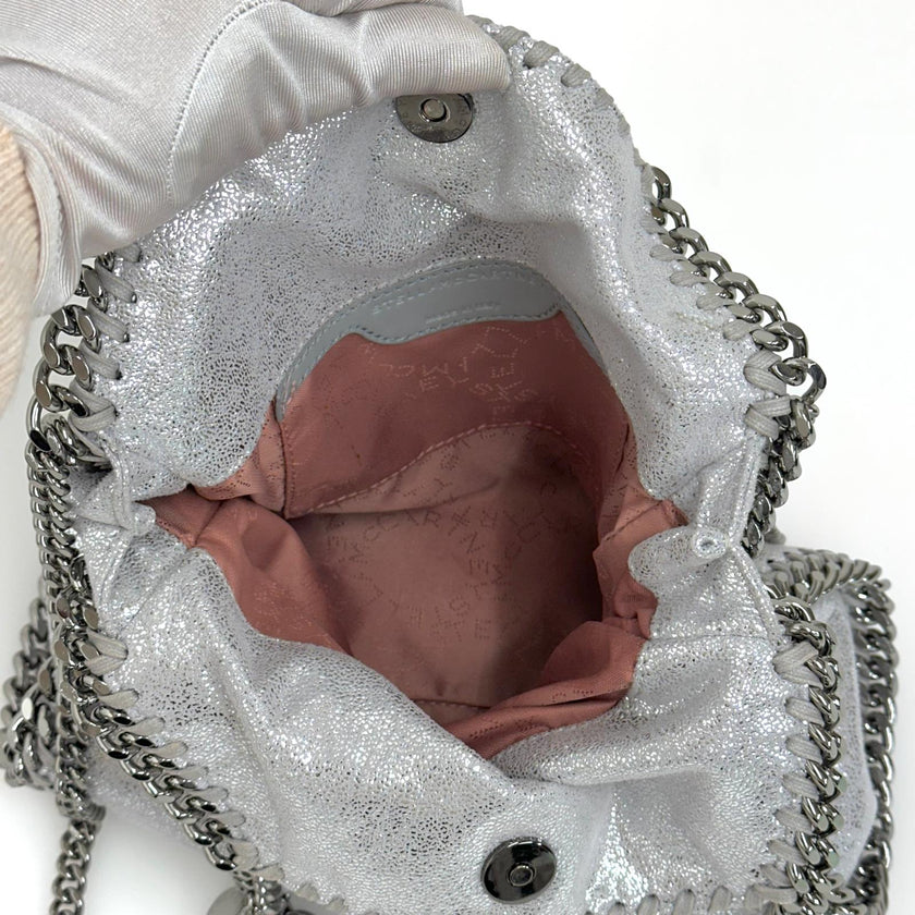 Stella McCartney Borsa a spalla Falabella Mini in eco suede argento