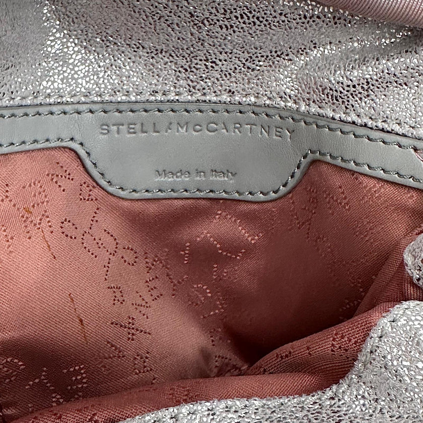 Stella McCartney Borsa a spalla Falabella Mini in eco suede argento
