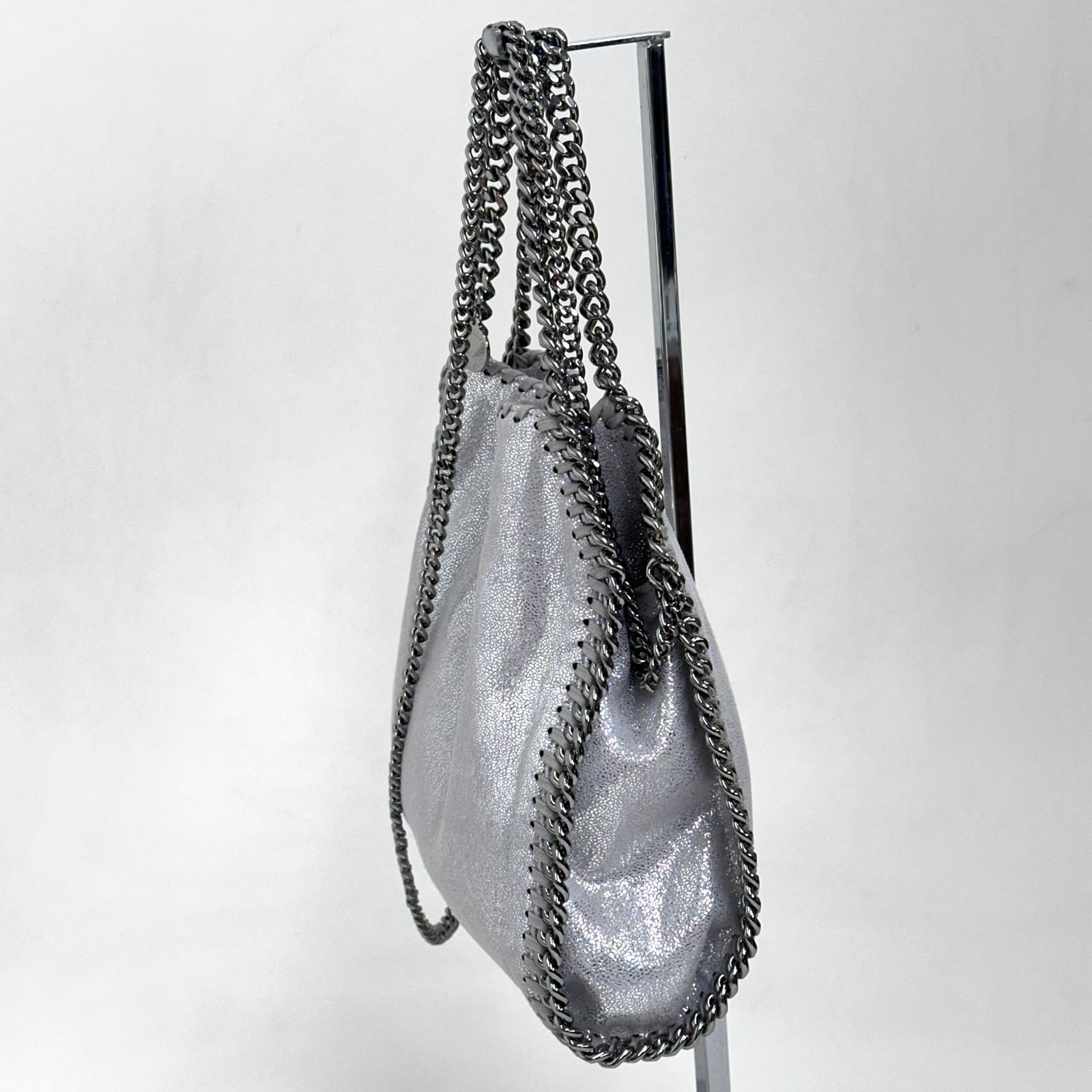 Stella McCartney Borsa a spalla Falabella Mini in eco suede argento