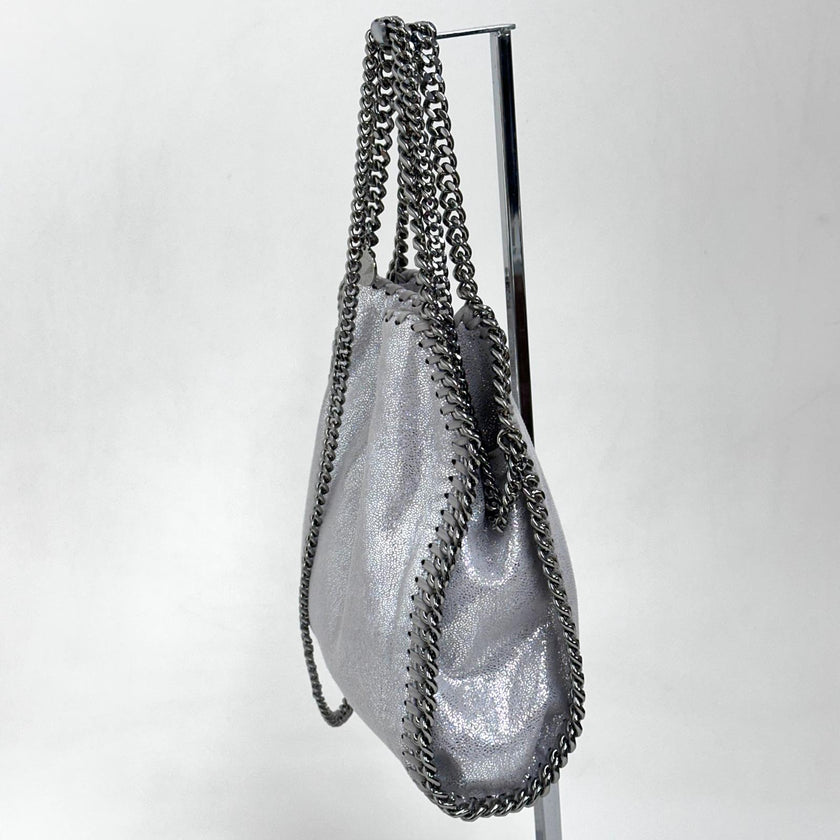 Stella McCartney Borsa a spalla Falabella Mini in eco suede argento