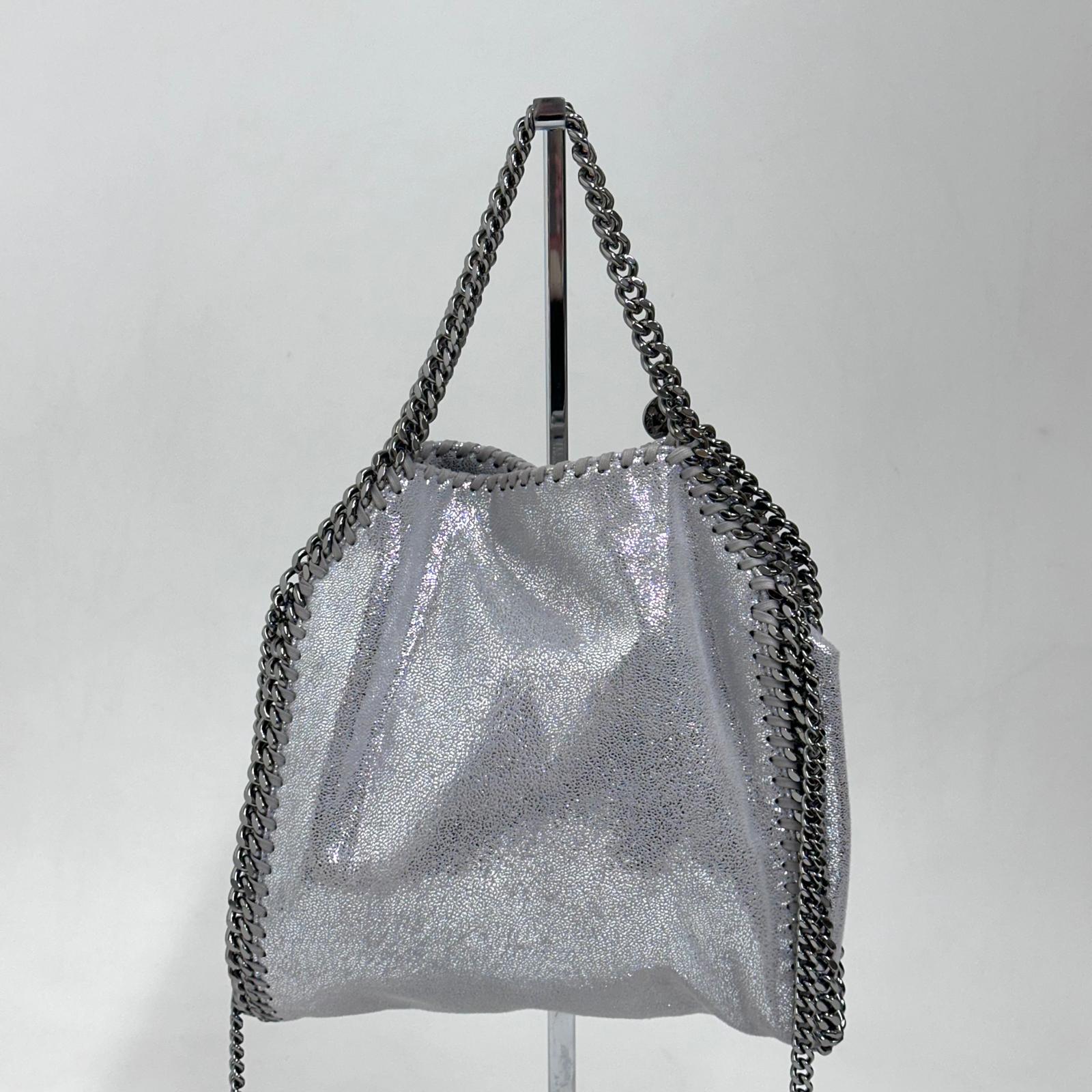 Stella McCartney Borsa a spalla Falabella Mini in eco suede argento