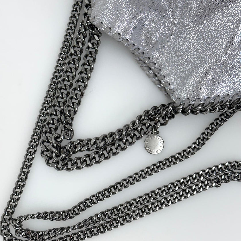 Stella McCartney Borsa a spalla Falabella Mini in eco suede argento