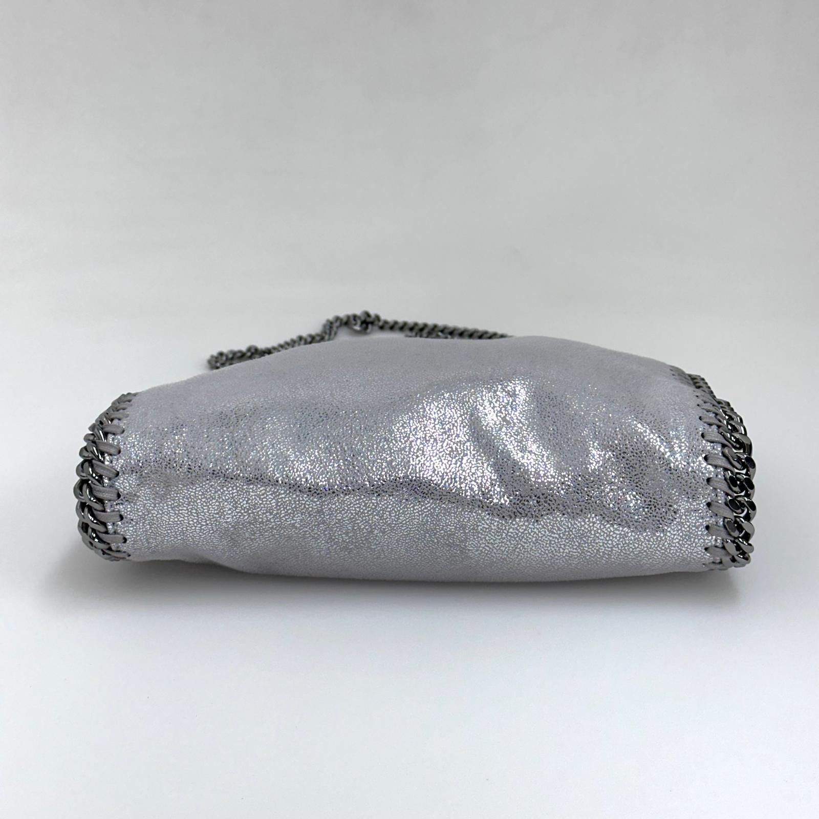 Stella McCartney Borsa a spalla Falabella Mini in eco suede argento