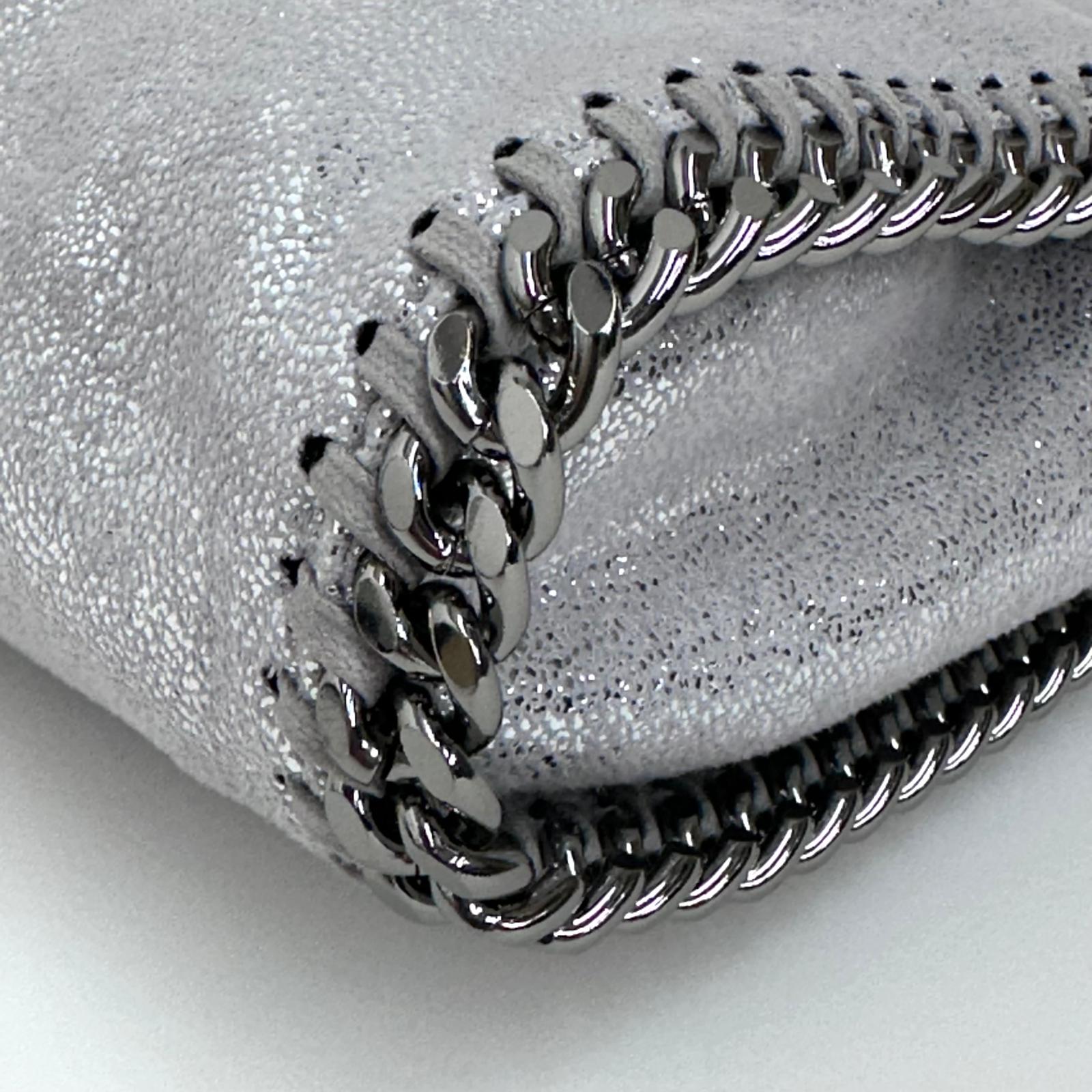 Stella McCartney Borsa a spalla Falabella Mini in eco suede argento