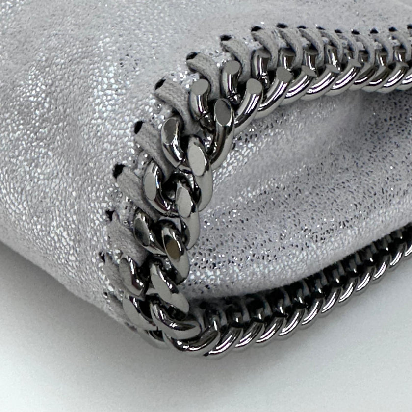 Stella McCartney Borsa a spalla Falabella Mini in eco suede argento