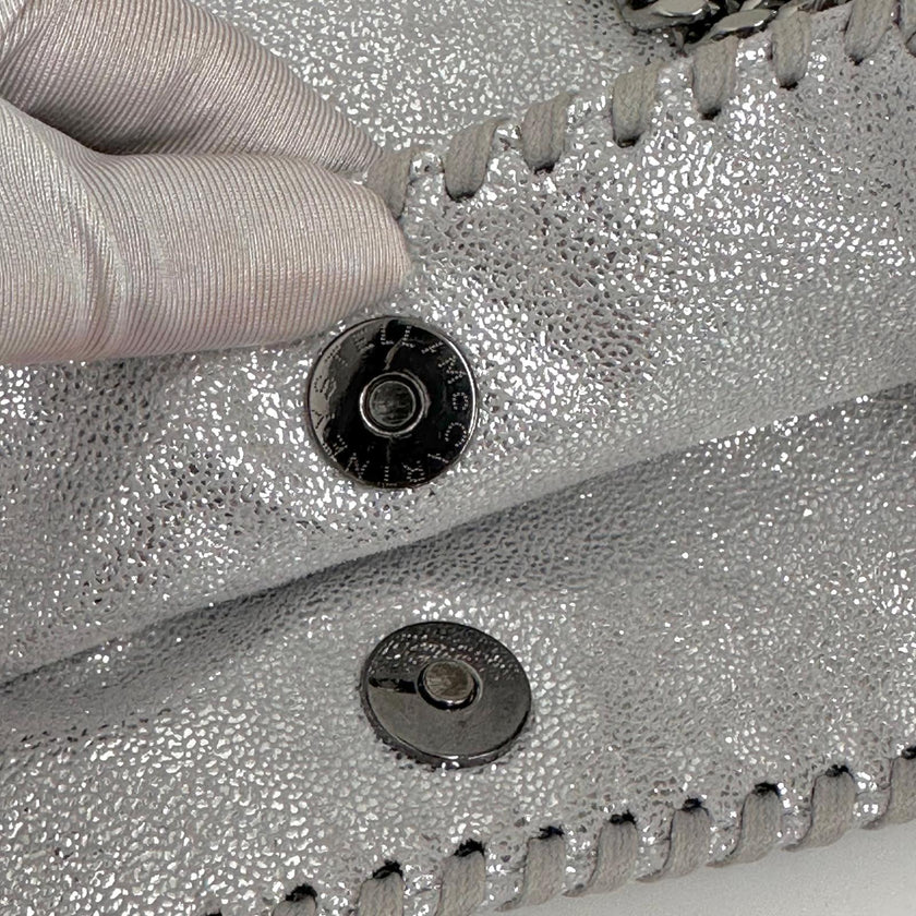 Stella McCartney Borsa a spalla Falabella Mini in eco suede argento