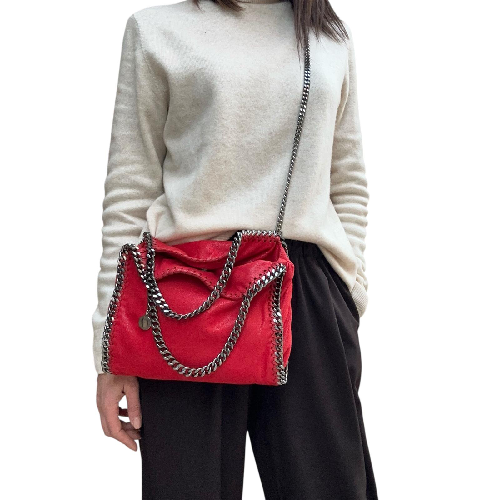 Stella McCartney Borsa a spalla Falabella Mini in eco suede rossa