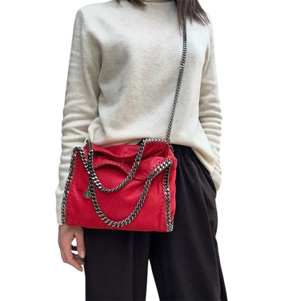 Stella McCartney Borsa a spalla Falabella Mini in eco suede rossa