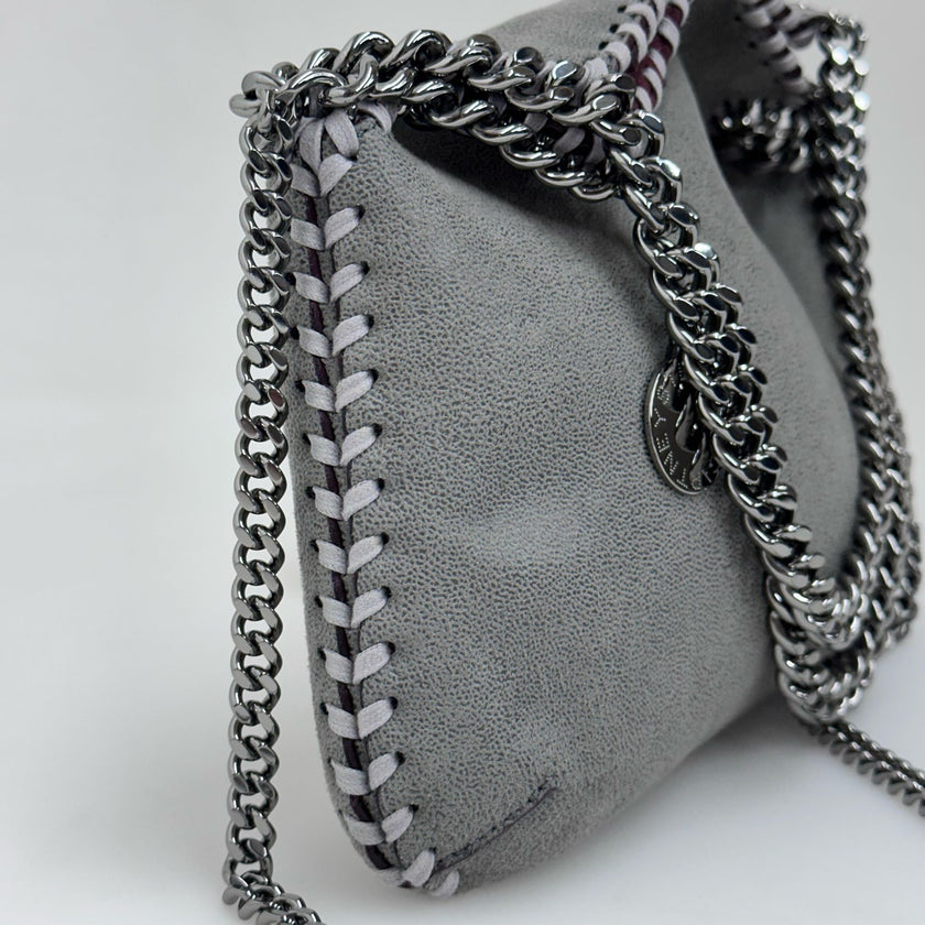 Stella McCartney Falabella Borsa a Fold Over Grigio Chiaro e Bordeaux